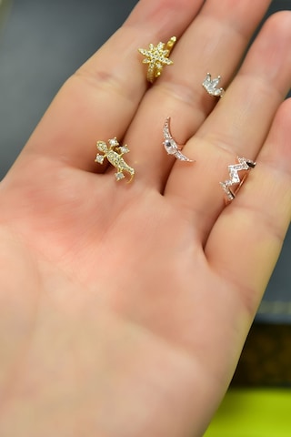 Çelik Üç Renkli 5'li Kombinli Tragus Küpe Model9 Çok Renkli