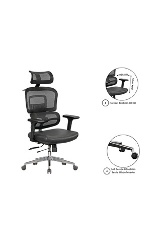 Casella Medusa Fileli Yönetici Koltuğu Ofi S Koltuğu Ergonomik, Şık Ve Fonksiyonel Siyah