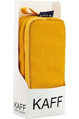 01105 Krinkıl Kumaş Yıkanabilir Çift Bölmeli Gözlü Kalemlik Kalem Kutusu - Sarı