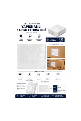 Northcity 18x14 Cm Küçük Boy Yapışkanlı Kargo Fatura Cebi 250 Adet