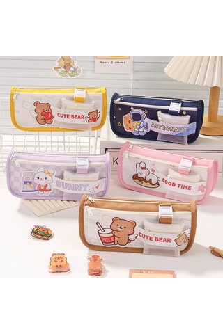 Aurora Ayı Büyük Kapasiteli Kalemçantasıöğrenci Sevimli Kır Tasiye Çantası Sarı Sarı