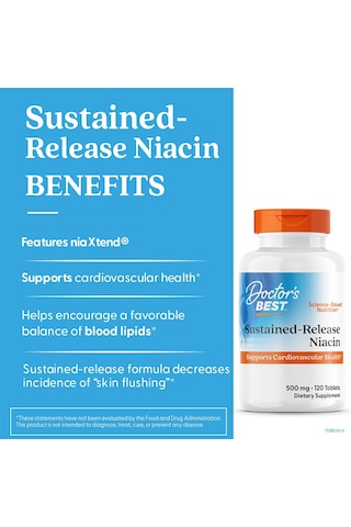 Doctors Best Sustained-release Vitamin B3 Niacin With Niaxtend Supports Heart Health 120 Veg Caps Aromasız
