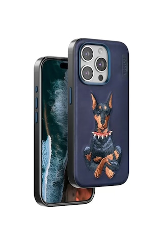 Venco Apple Uyumlu İphone 15 Pro Max Perma Desenli Kapak - Lacivert - Özel Seri 8683140747558