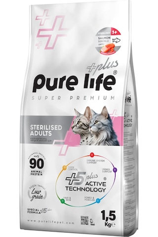 Purelife Plus Somonlu Kısırlaştırılmış Yetişkin Kedi Maması 1500 G
