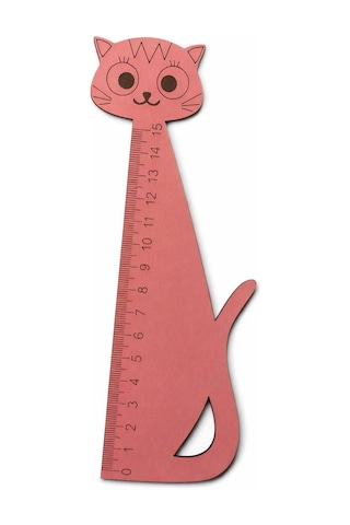 Kedi Figürlü Ahşap Cetvel Pembe Kedi Figürlü Ahşap Cetvel Pembe