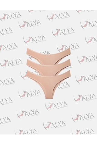 Alya Underwear Kadın Brazilian Külot 3 Adet Beyaz Ten