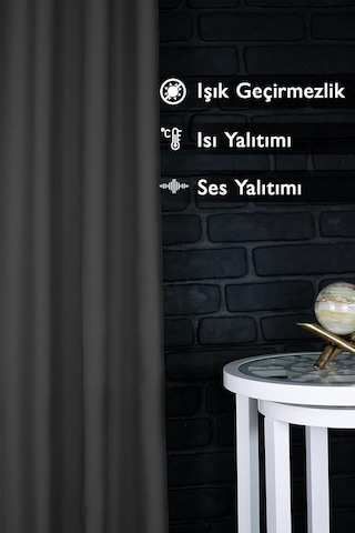 Özenev Blackout Işık Geçirmez Fon Perde Füme Pilesiz Ekstraforlu Karartma Güneşlik 100x270 Diğer