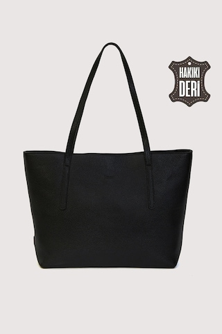 Hakiki Deri Kadın Omuz Çantası Siyah Smr6425 Siyah