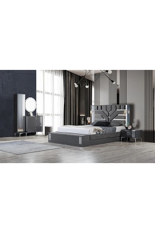 Lora Antrasit Bazalı Yatak Odası Takımı