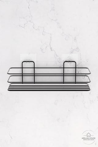 Buççin Online Mağaza Siyah Sağlam Yapışkanlı Metal Banyo Düzenleyici Sabunluk Rafı Metal Siyah Çok Renkli