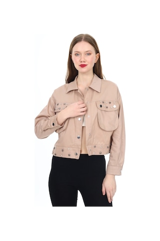 Kadın Gabardin Ceket- Metal Aksesuar Süslemeli M-l-xl 0182 Zyk 001