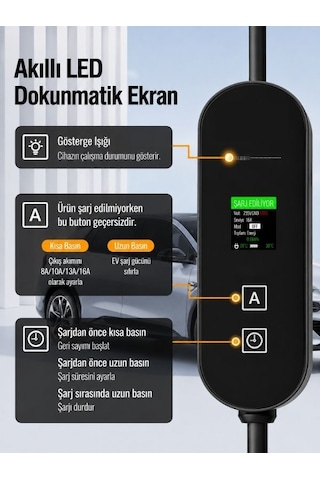 New Energy Tip 2 5m Kablo Taşınabilir Ev Şarj İstasyonu 3.5kw 16a Ip65 Suya Dayanıklı
