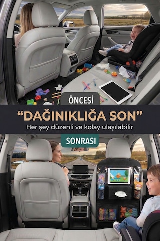 Araç İçi Koltuk Arkası Organizer Koruyucu Kılıf Eşya Düzenleyici Tablet Tutucu Organizer