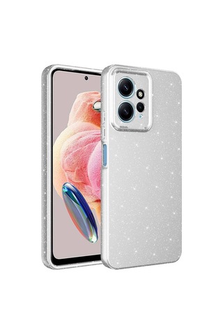 Xiaomi Redmi Note 12 4g Kılıf Kamera Korumalı Simli Lüks Zore Koton Kapak Gümüş