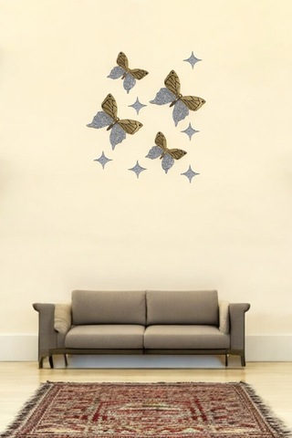 Kelebekler Ve Yıldızlar Polyester Duvar Süsü Dekoru