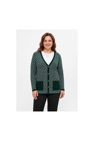 Onno Style Women Klasik Triko Düğmeli Ceket Yeşil