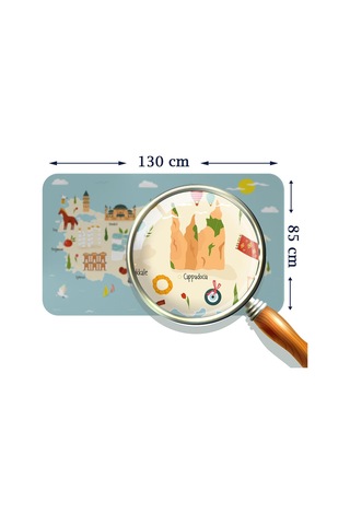 Eğitici Ve Öğretici Cocuk Odası Türkiye Haritası Duvar Sticker-85x130-3879 Çok Renkli