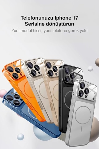 Apple Uyumlu   iPhone 14 Pro Max 17 Pro Max Görünüme Çeviren Kamera Koruma Magsafe Kılıf