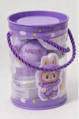 Amour Labubu Serisi 8 Parça Makyaj Sünger Seti Ve Kirpik Kıvırıcı - Mor/lila Kova Model