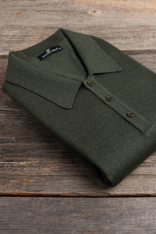 Woolen World Polo Yaka Battal Büyük Boy Yünlü Triko Kazak Yeşil