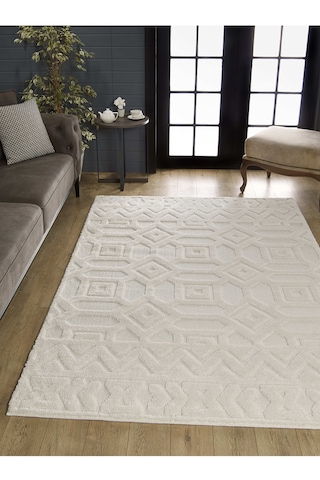 Mariesse Home Elit Bukleli Yumuşak Peluş Post Shaggy Çocuk Odası Oturma Odası Salon Mutfak Halısı 0636a Krem