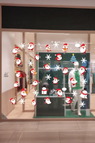 Sevimli Noel Baba Ve Kar Taneleri Yıl Başı Stickeri