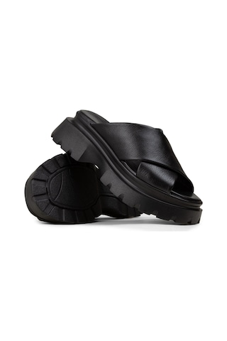 Deery Kadın Hakiki Deri Siyah Platform Terlik - L2519zsyhp01