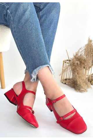 Doran Kırmızı Cilt Topuklu Ayakkabı