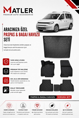 Volkswagen Caddy 2022 Model 4d Ekstra Havuzlu Paspas Ve Bagaj Havuzu Set