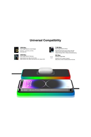 Tongxida Araba İçin Kaymaz Mat, 15w Kablosuz Şarj, Otomatik Suv Şarj Ped, 1m Tip-c Kablo Diğer