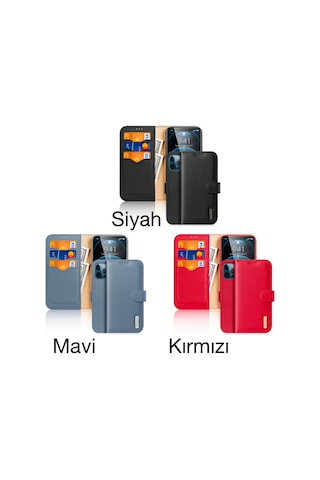 Dux Ducis Apple Uyumlu iPhone 12 Pro Max Kilif Miknatisli Cüzdanli Deri Kilif 225521777 - Renk / Mavi