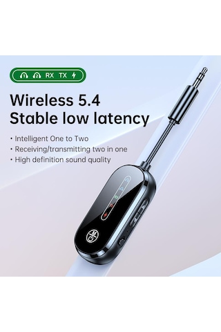 Vaorlo 2'si 1 Arada Alıcı Ve Verici Ses Adaptörü Aynı Anda Bir İla İki Tv Kulaklık Hoparlör İçin Düşük Gecikmeli İletimi Destekler