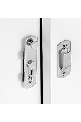 Prestigegoods Ahır Kapısı Mandalı 2.75x2 İnç Fırçalı Nikel Paslanmaz Çelik Katlanır Kapı Kilidi Sürgülü Kilit - Gümüş Gümüş