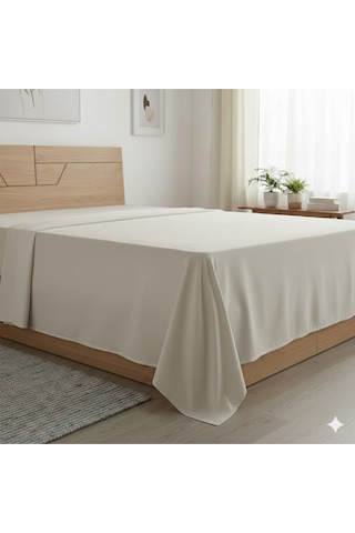 Battal Boy Düz Çarşaf Pamuklu Kumaş Lastiksiz Çarşaf 240x260 Sütlü Kahve