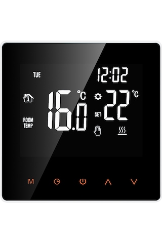 Ranyeek Akıllı Isıtma Termostatı, Haftalık Programlama, Dokunmatik Ekran, Beyaz Arka Işık, Turuncu Tuşlar, Su Isıtması Uyumlu