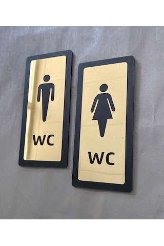 Wc Bay Ve Bayan Set Yönlendirme Levhası Gold Diamond Serisi