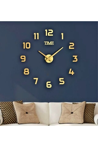 Numa Concept Duvar Saati Büyük 3D Türkçe Rakamlı Gold Altın