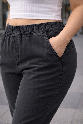 Cedy Denım - Büyük Beden Likralı, Beli Lastikli Jean Pantolon C636 Antrasit