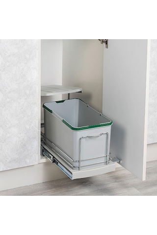 Starax Raylı Plastik Gövde Çöp Kovası 16 Lt. S-2573-G. Gri