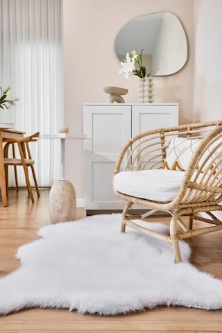 Apex Reiki Beyaz Peluş Post Şekilli Halı Beyaz