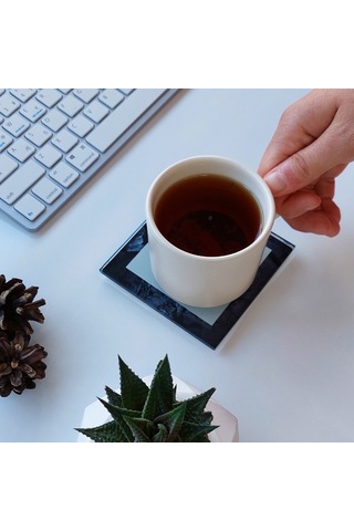 Decorita Cam Bardak Altlığı H Harfli Tasarım 4'lü Takım 10 x 10 CM Çok Renkli