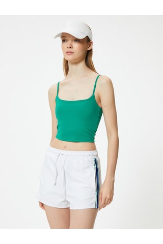 Koton Crop Sporcu Atleti İnce Askılı Slim Fit Yeşil 4sak30218nk Koyu Yeşil