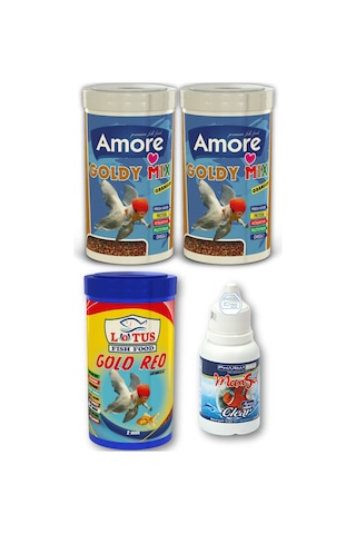Japon Balığı Yemi 3x250ml ve Su Berraklaştırıcı Seti + 30cc Clear