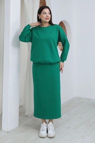 Lodmela Basic Comfort Şardonlu Etekli Takım 6073-yeşil Yeşil