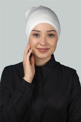 Altobeh Hazır Pratik Geçmeli Uzun Boru Tesettür Bonesi - Ekru