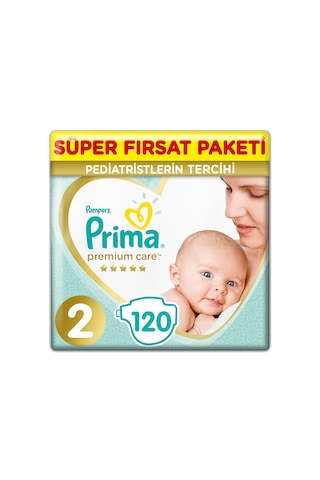 Prima Bebek Bezi Premium Care 2 Beden 2 x 60 Jumbo Paket 120 Adet 2'li