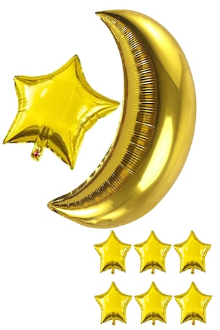 8 Ad Gold Altın Ay Yıldız Folyo Balon Seti Baby Shower Cinsiyet Doğum Günü Parti Ay Yıldız Balon Süs Altın