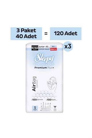 Sleepy Bio Natural Premium Plus Airbag Comfort Mega Paket Külot Bez 5 Numara Junior 120 Adet