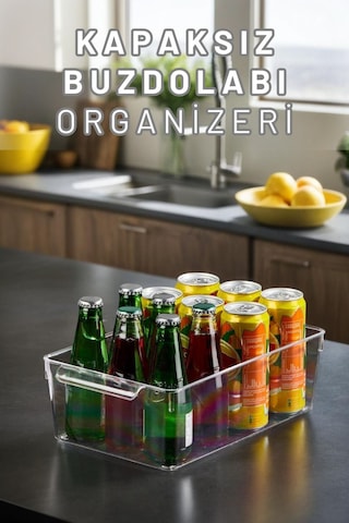 Buzdolabı Dolapiçi Düzenleyici Organizer Tekli Midi Şeffaf