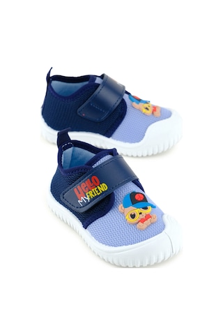 Gezer Bebe Erkek Yazlık Keten Rahat Taban Tek Cırt Cırtlı Ayarlanabilir Ev Bahçe Okul Kreş Günlük Ay Mavi